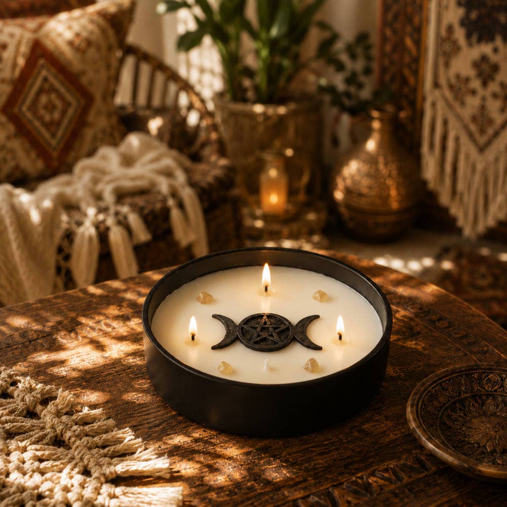 Boho Dreams – Kristallkerze mit Myrrhe, Sandelholz & Quarz