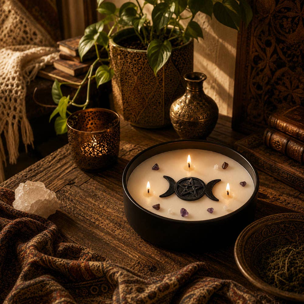 Purifying Moon – Kristallkerze mit Palo Santo, Lavendel & Amethyst