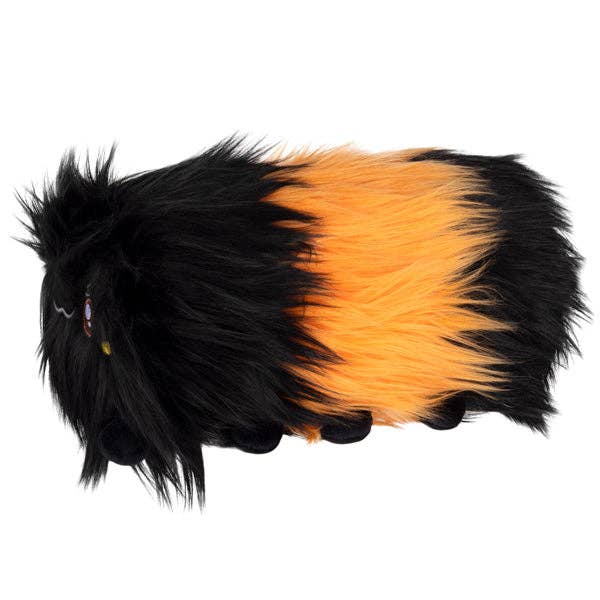Schwarz-orange Wollraupe als Plüschtier