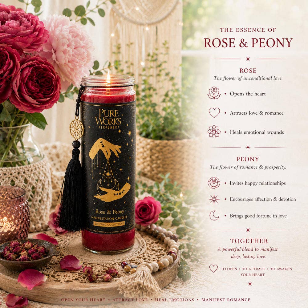 Duftkerze im Glas | Esoteric Love Spell | Rose & Pfingstrose