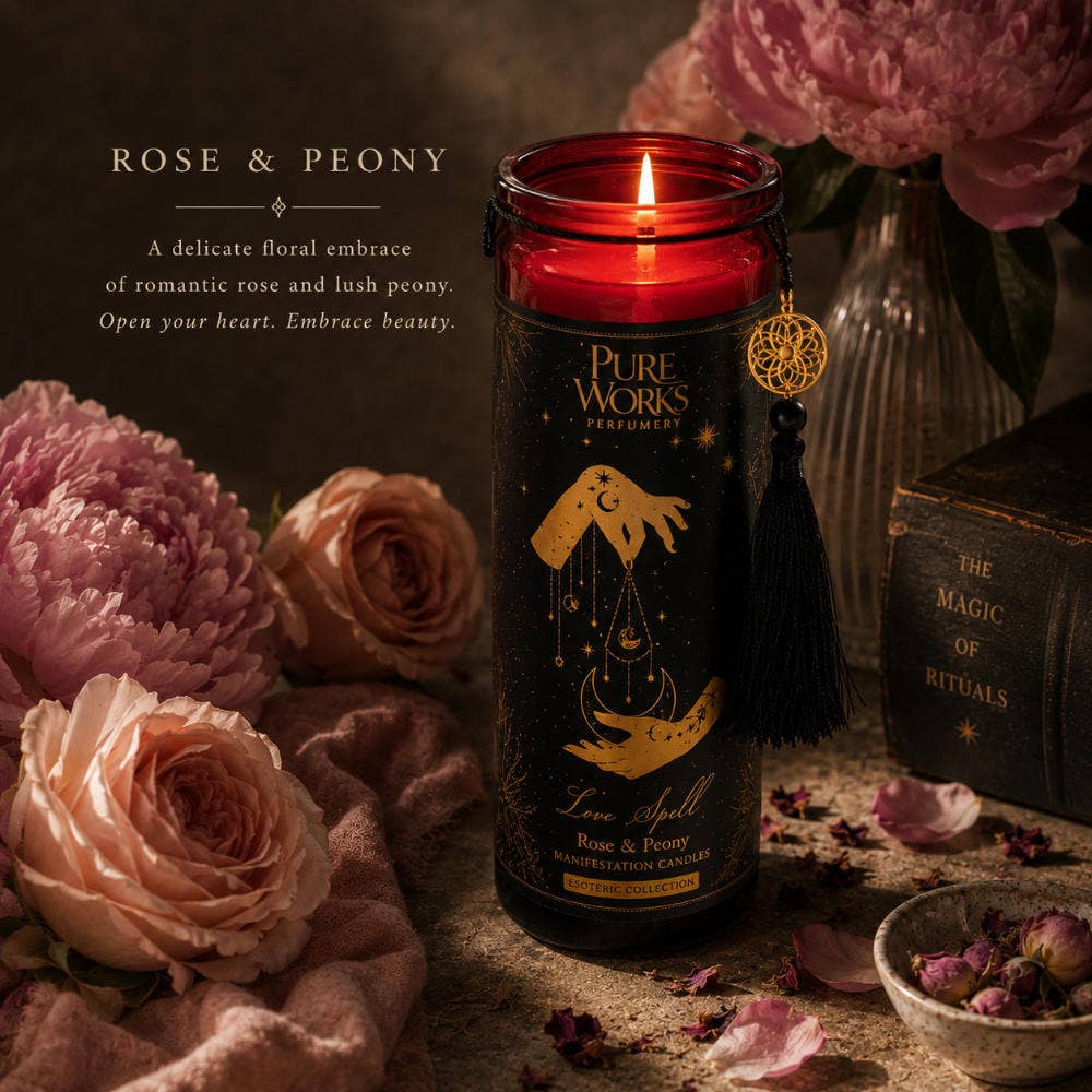 Duftkerze im Glas | Esoteric Love Spell | Rose & Pfingstrose