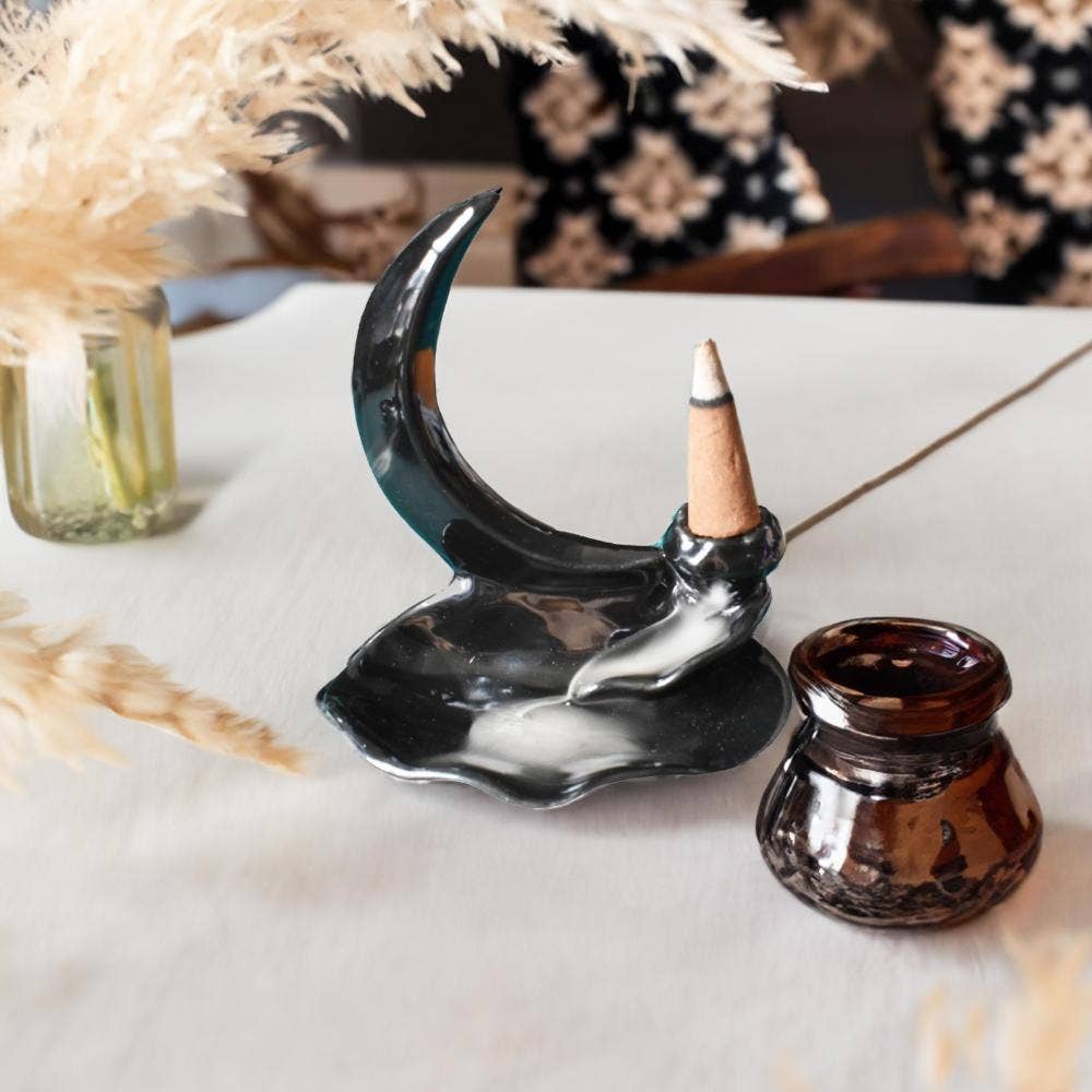 Backflow Incense Burner Crescent Moon