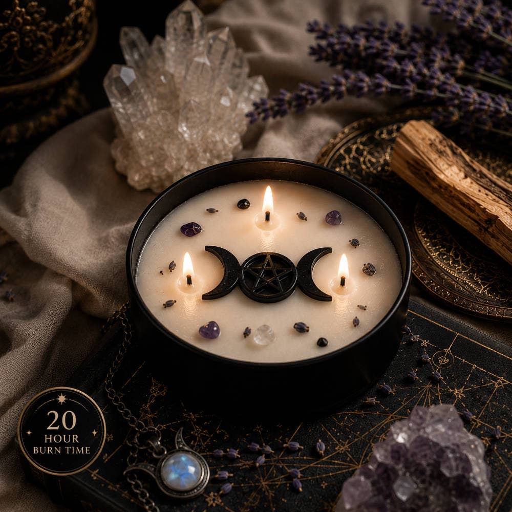 Purifying Moon – Kristallkerze mit Palo Santo, Lavendel & Amethyst