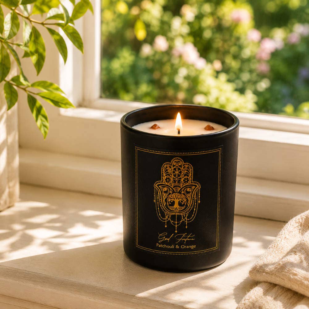 Kristall-Duftkerze Patchouli & Orange mit Rotjaspis