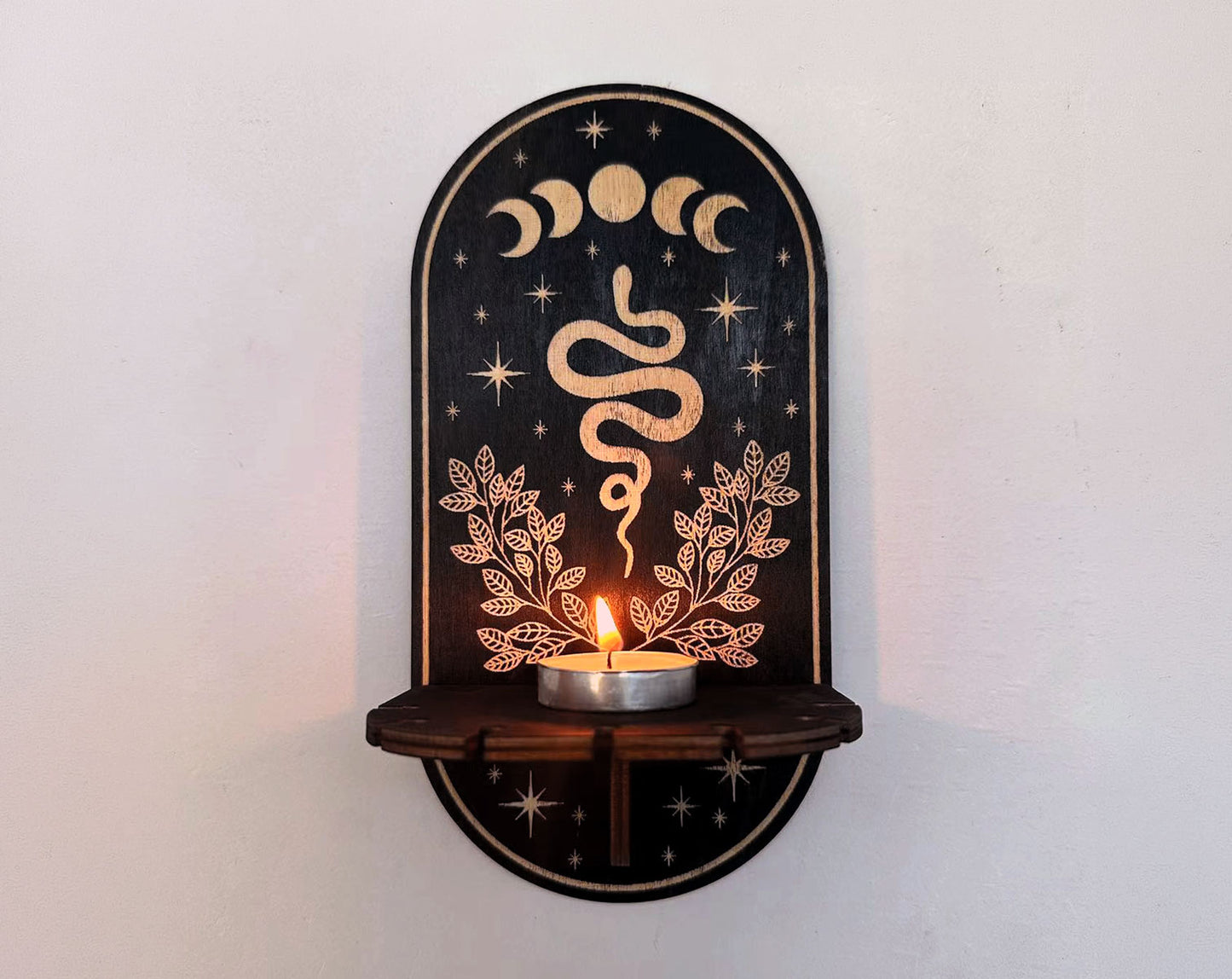 Kleines Schlangen Wandboard Mond und Sterne | Kristall Altar Schmuckhänger