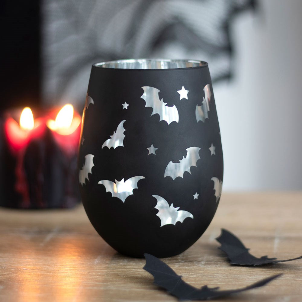 Fledermaus Glas in Schwarz & Silber
