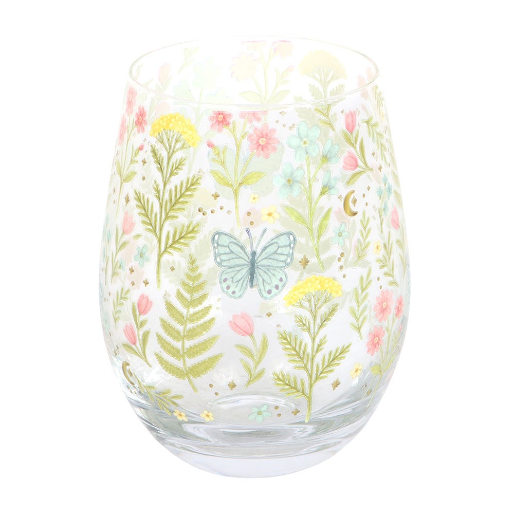 Schmetterling Trinkglas mit Blumenmotiv