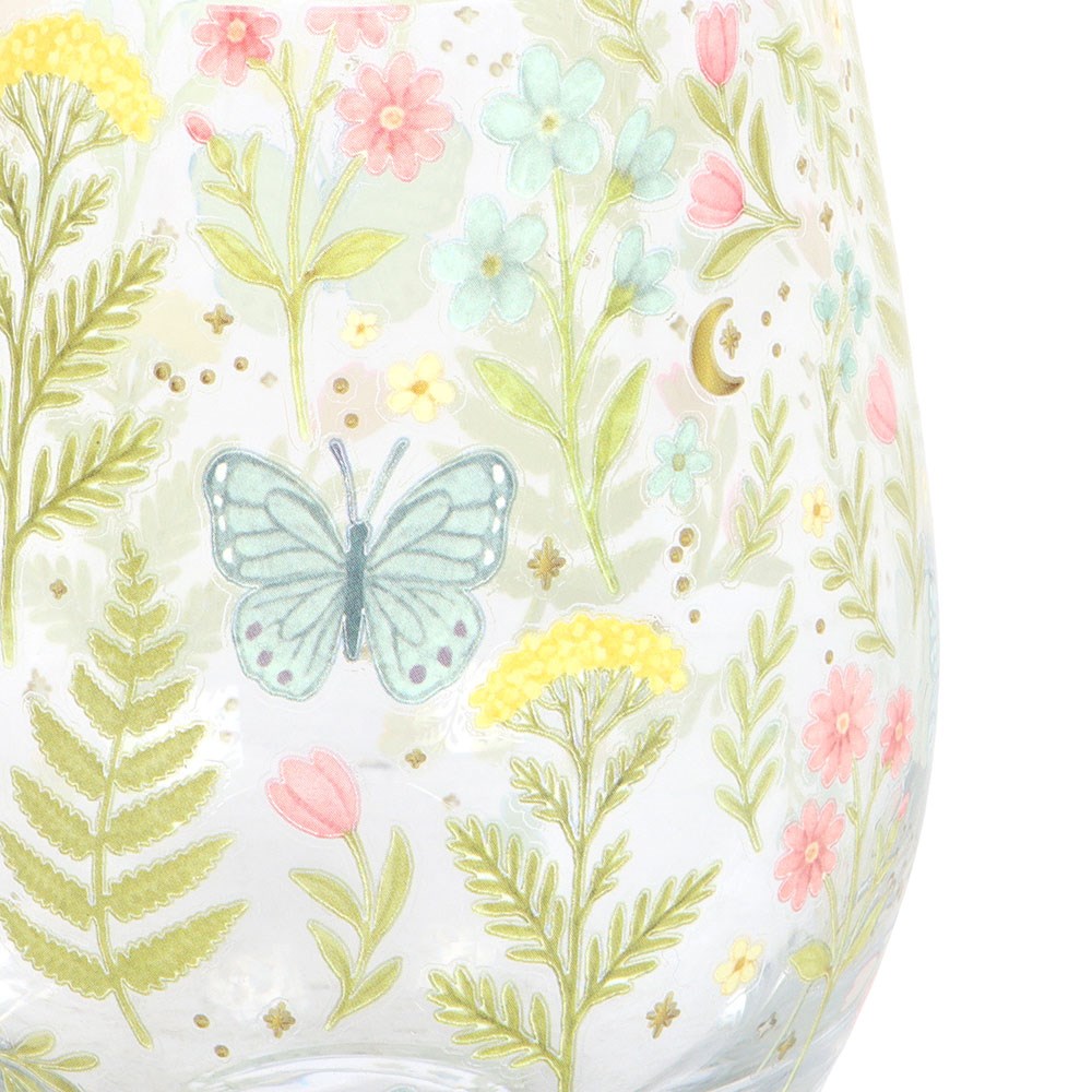 Schmetterling Trinkglas mit Blumenmotiv