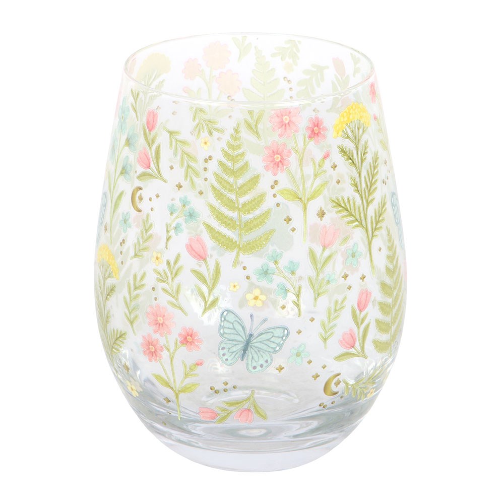 Schmetterling Trinkglas mit Blumenmotiv