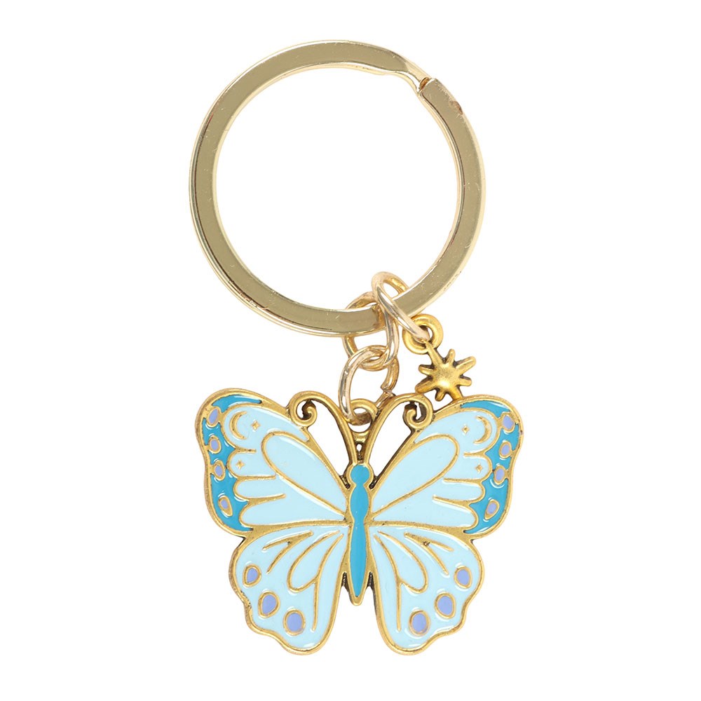 Blauer Schmetterling Schlüsselanhänger aus Emaille