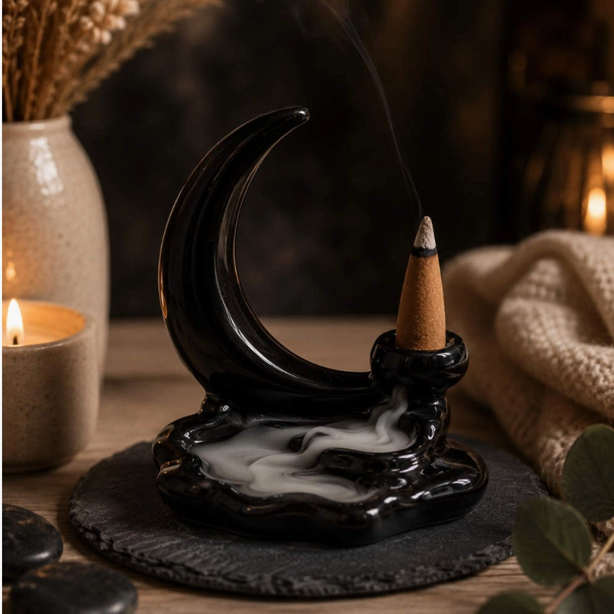 Backflow Incense Burner Crescent Moon