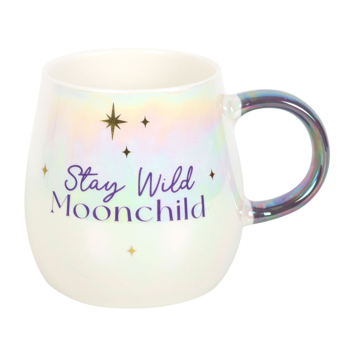 "Stay Wild Moon Child" irisierende Tasse mit Sternen