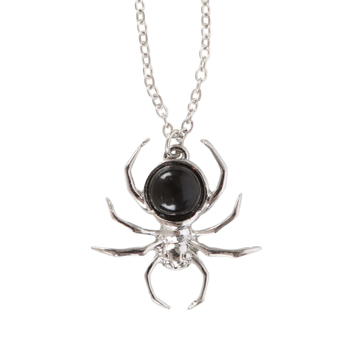 Halskette mit schwarzem Obsidian Spinnenanhänger