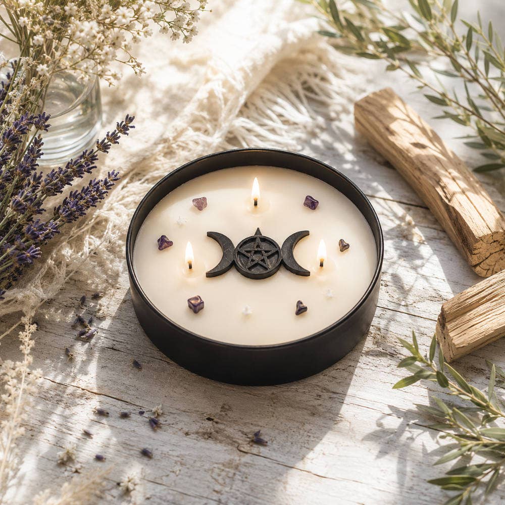 Purifying Moon – Kristallkerze mit Palo Santo, Lavendel & Amethyst