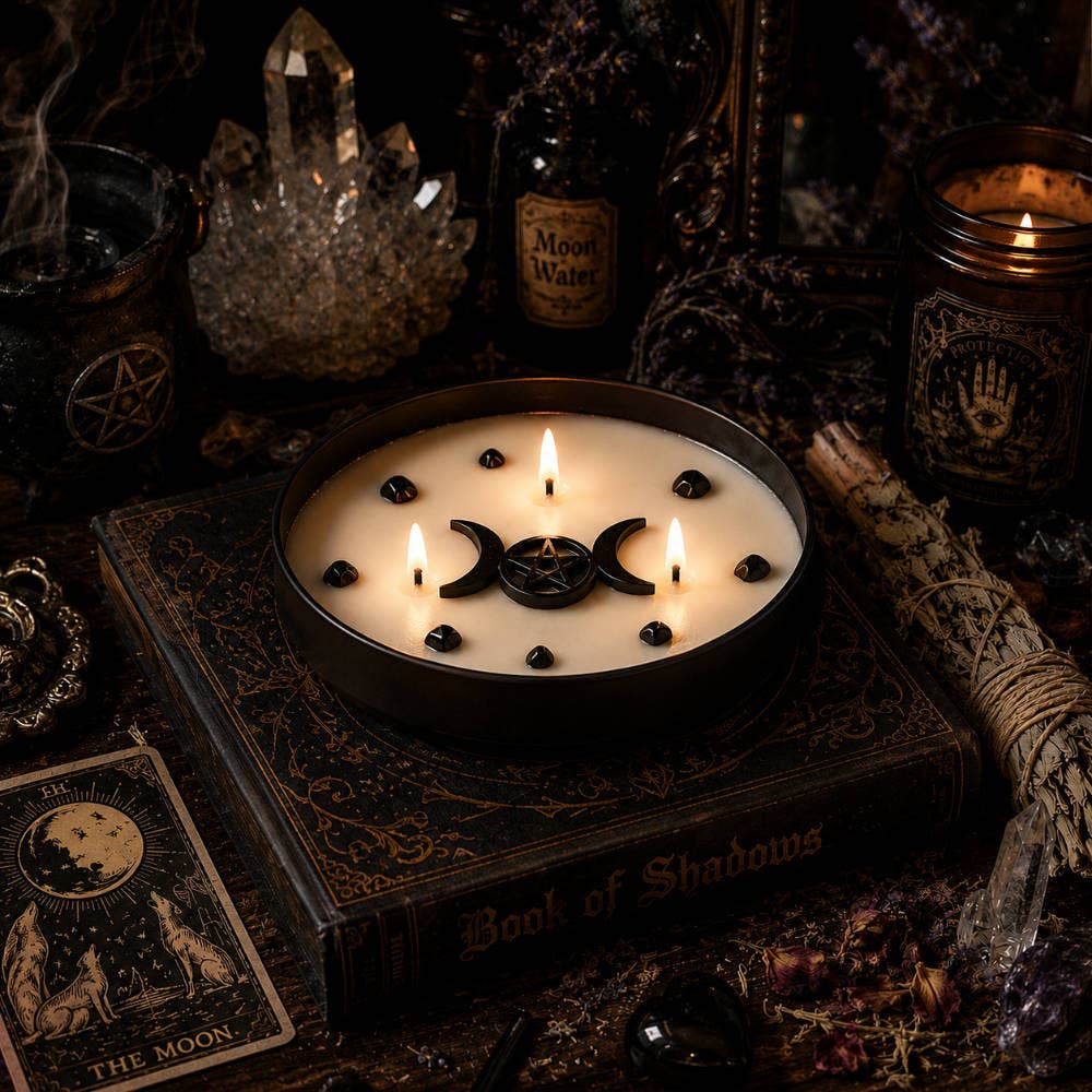 Eye of Providence – Kristallkerze mit Salbei, Weißem Tee & Obsidian
