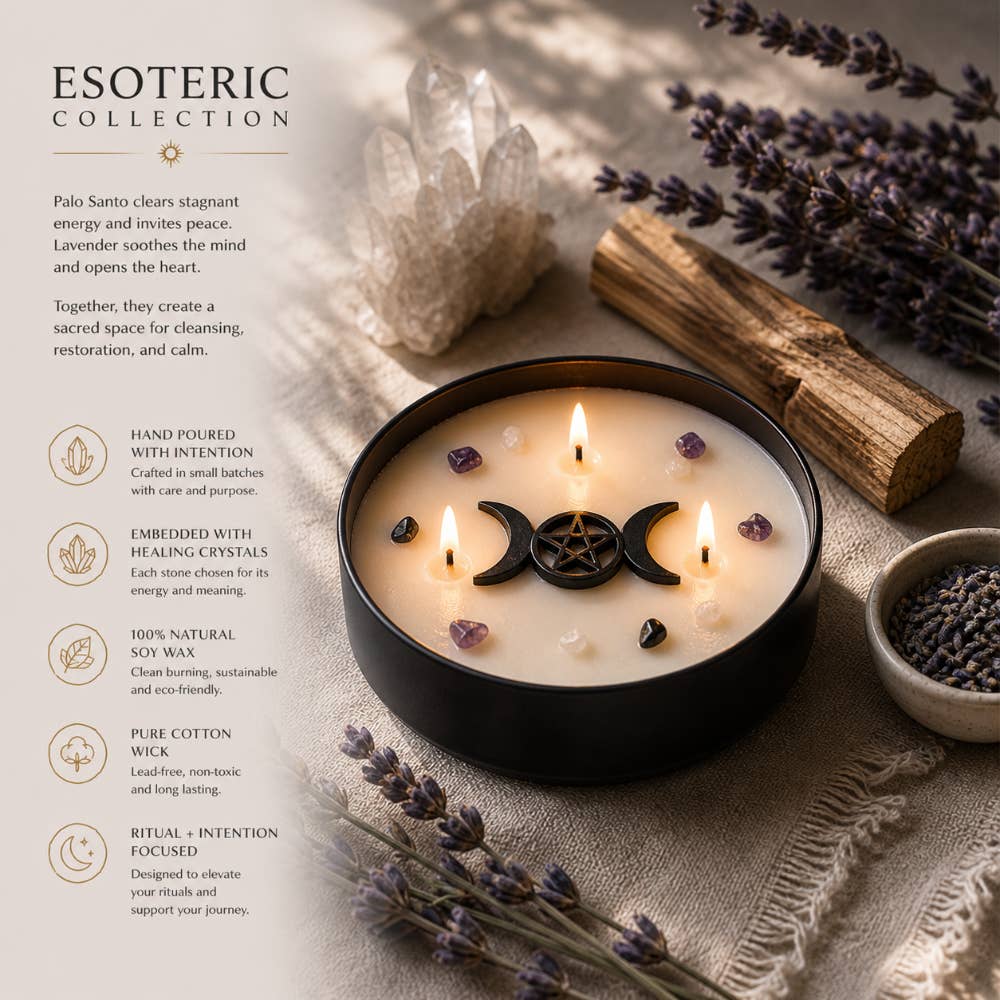 Purifying Moon – Kristallkerze mit Palo Santo, Lavendel & Amethyst